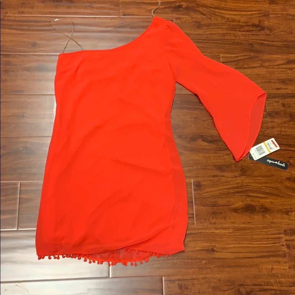 Peachy Red One Shoulder Dress